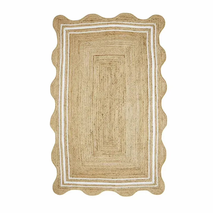 Wholesale Price with free shipping across the USA for My Texas House Natural/White Scallop Jute with Border Area Rug, 5' x 8' - Manji Distributors