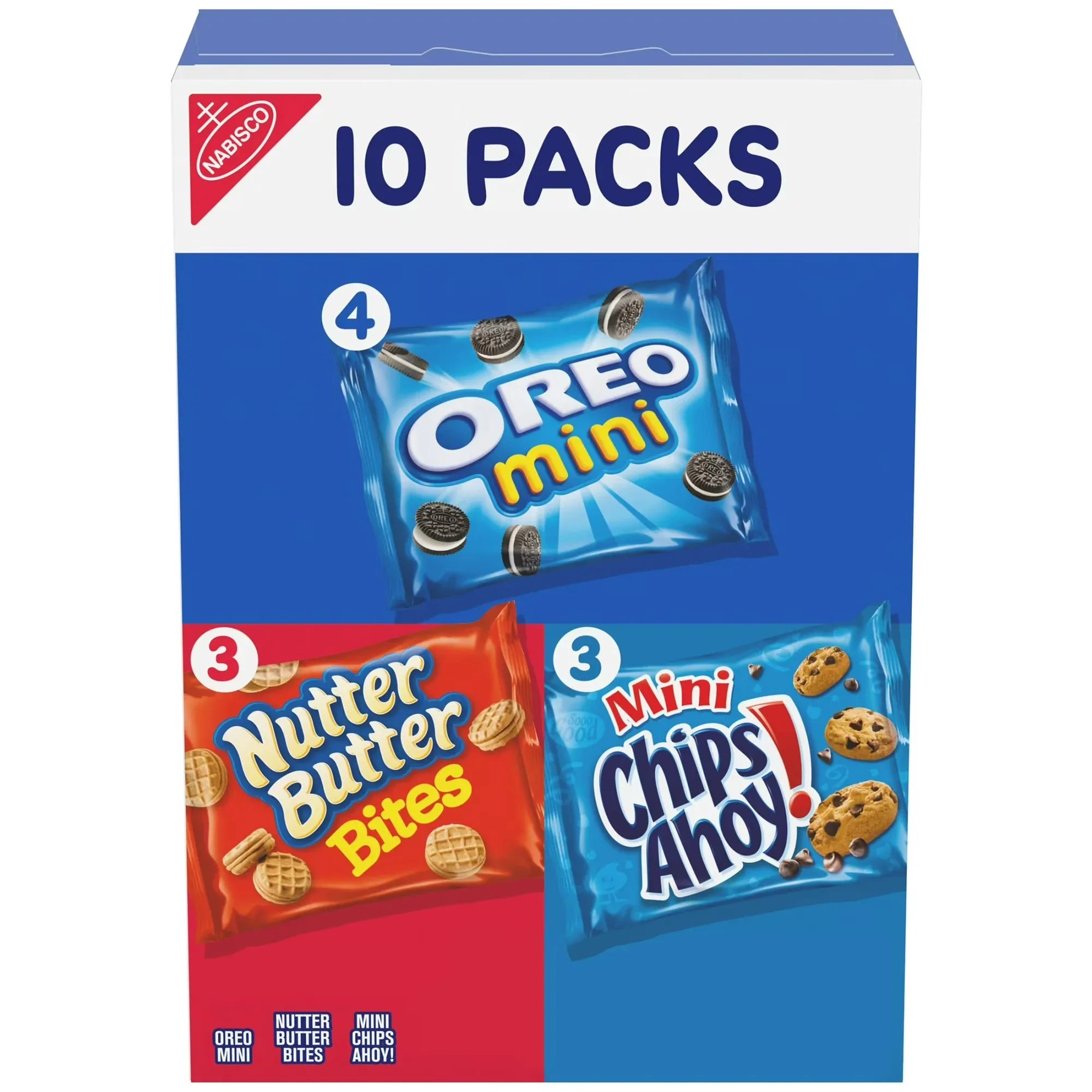 Wholesale Price with free shipping across the USA for Nabisco Cookie Variety Pack, OREO Mini, Nutter Butter Bites, CHIPS AHOY! Mini, 10 Snack Packs - Manji Distributors