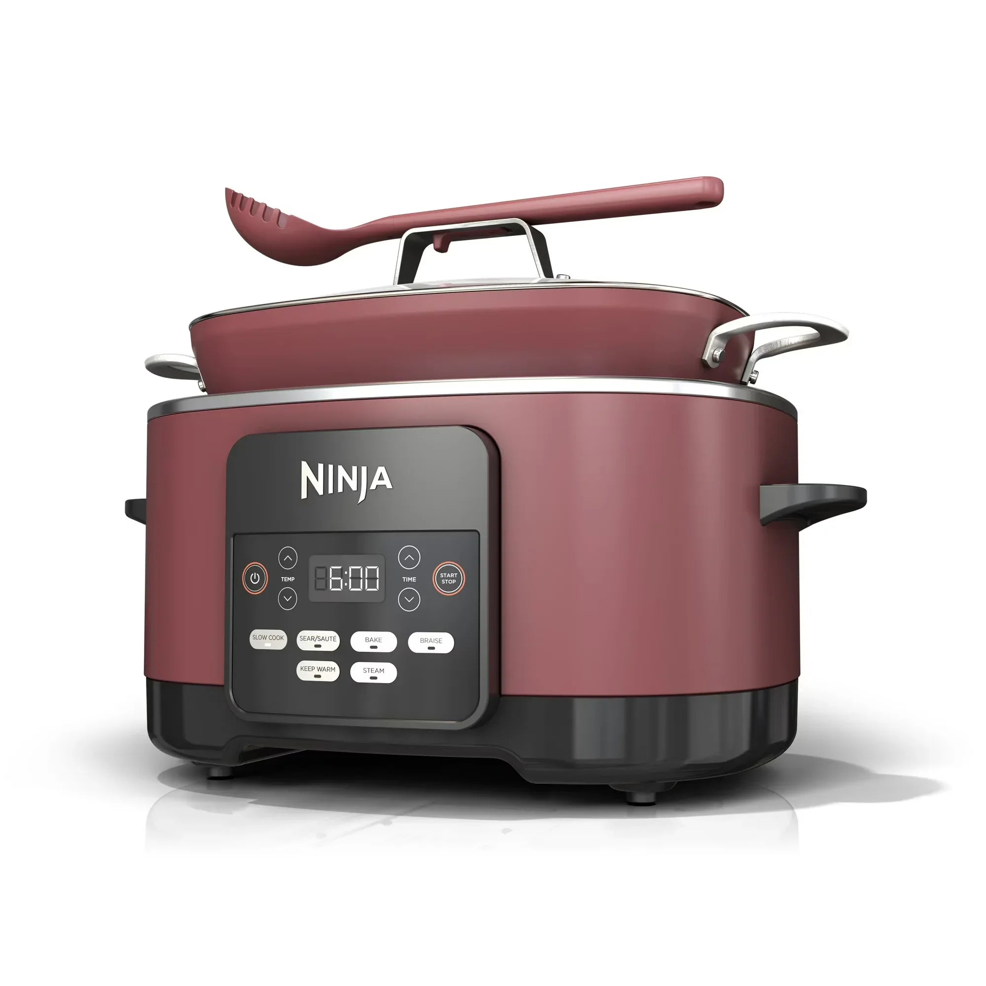 Wholesale Price with free shipping across the USA for Ninja Foodi Possible Cooker, 8.5 Quart, 6-in-1 Multi-Cooker, Slow Cooker, Steamer, Glass Lid Integrated Cooking Utensil, Nonstick, Oven Safe Pot to 500°F, Cherry Tarte, MC1000WM - Manji Distributors