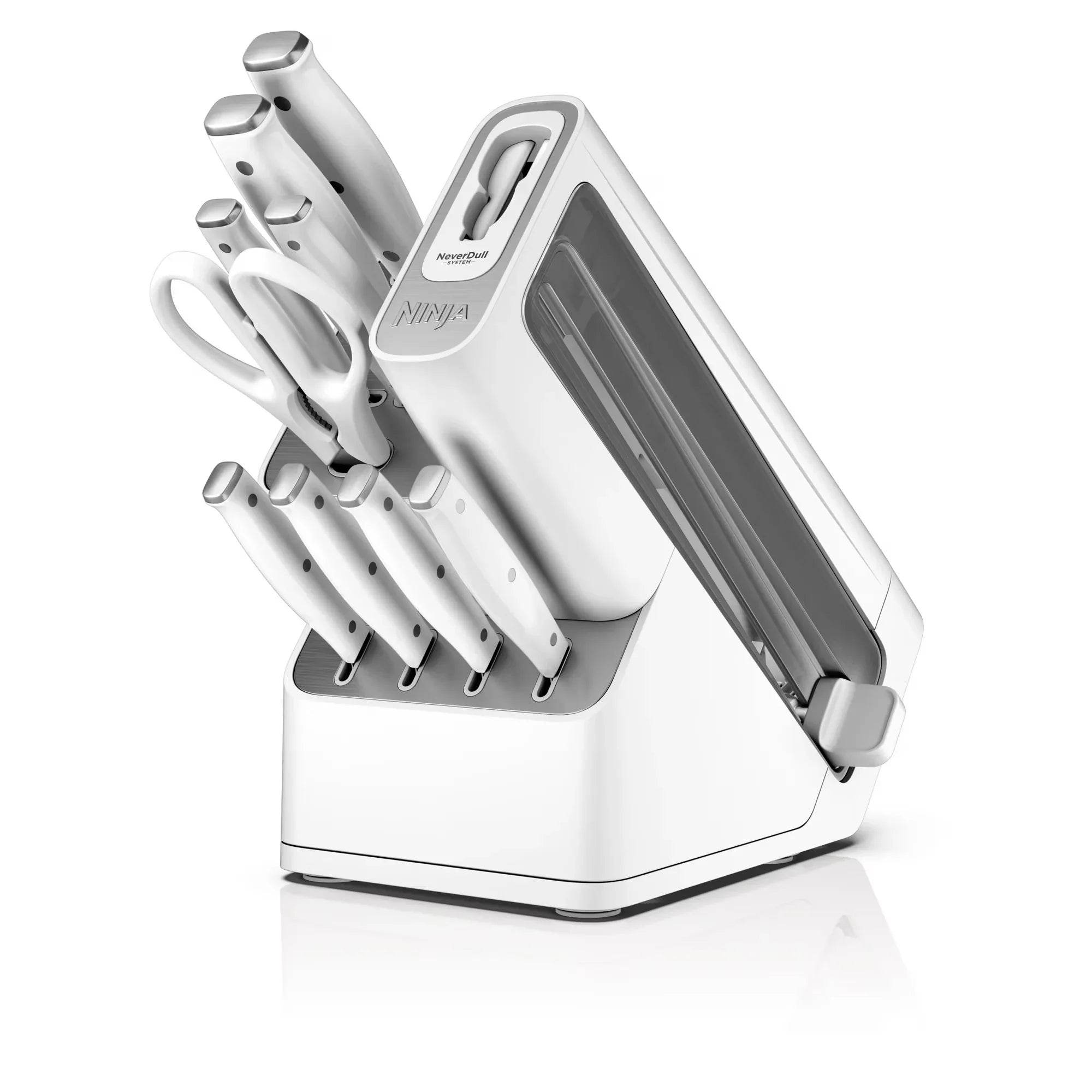 Wholesale Price with free shipping across the USA for Ninja Foodi NeverDull 10-Piece Stainless Steel Essential Knife System with Sharpener, K12010WH White - Manji Distributors