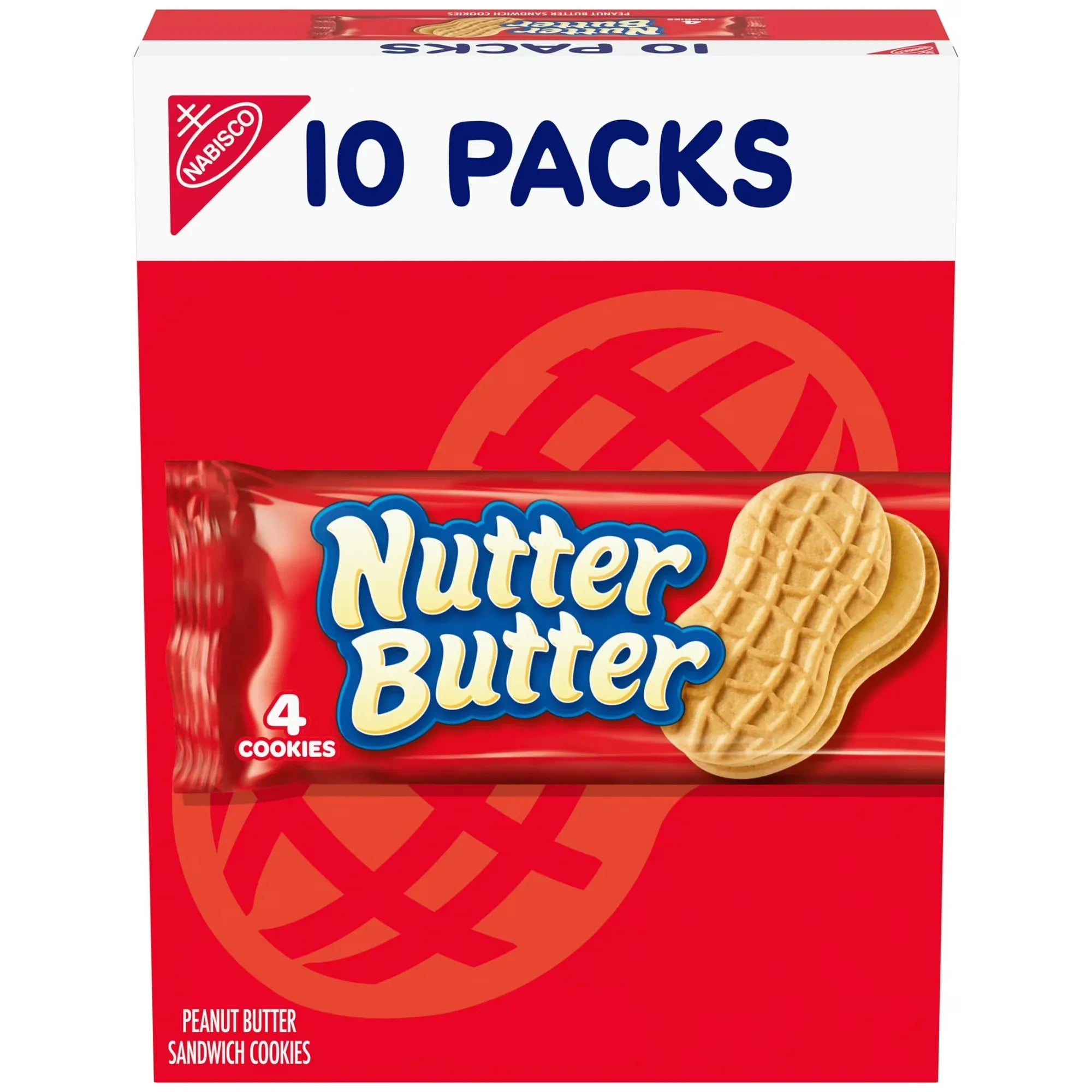 Wholesale Price with free shipping across the USA for NUTTER BUTTER Peanut Butter Sandwich Cookies, 10 Snack Packs (4 Cookies Per Pack) - Manji Distributors