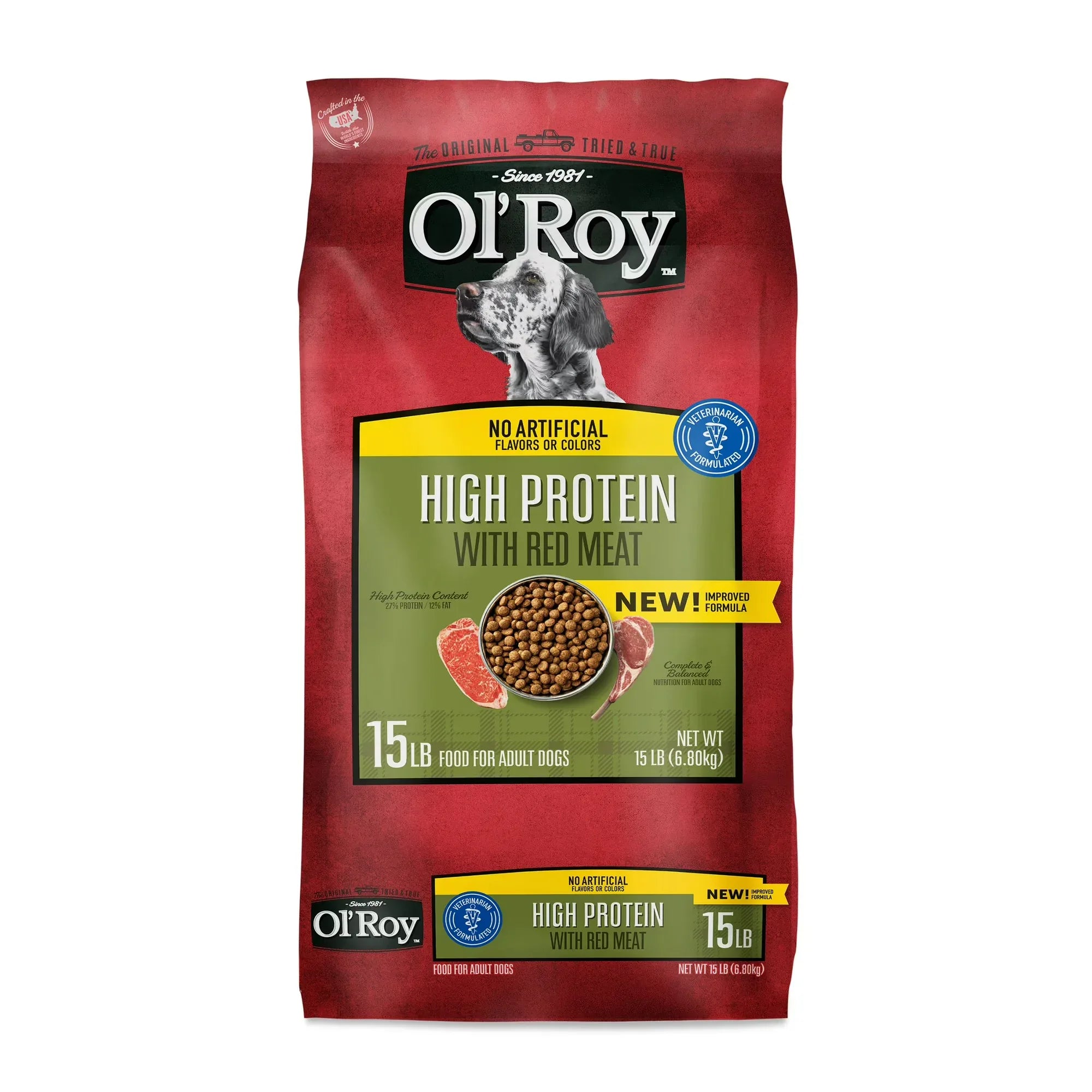 Wholesale Price with free shipping across the USA for Ol' Roy High Protein with Red Meat Dry Dog Food, 15 lb Bag - Manji Distributors
