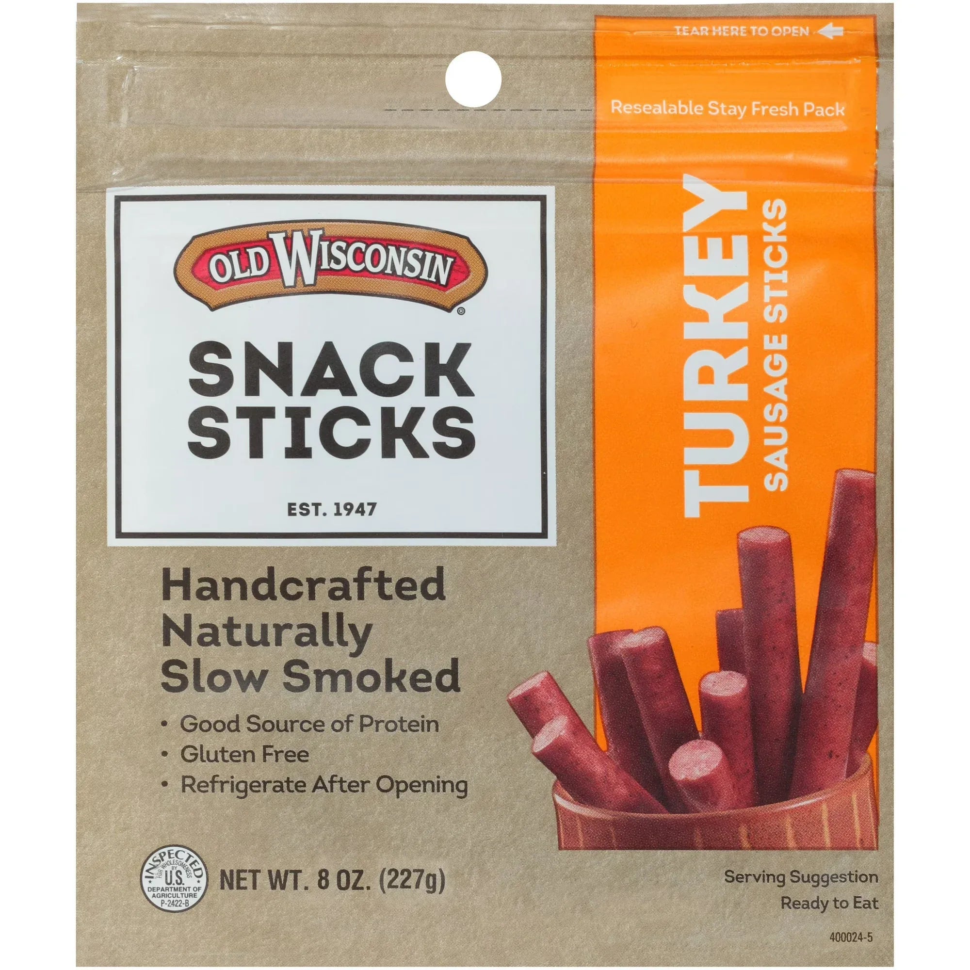 Wholesale Price with free shipping across the USA for Old Wisconsin® Snack Sticks Turkey Sausage Sticks 8 oz. Pouch - Manji Distributors