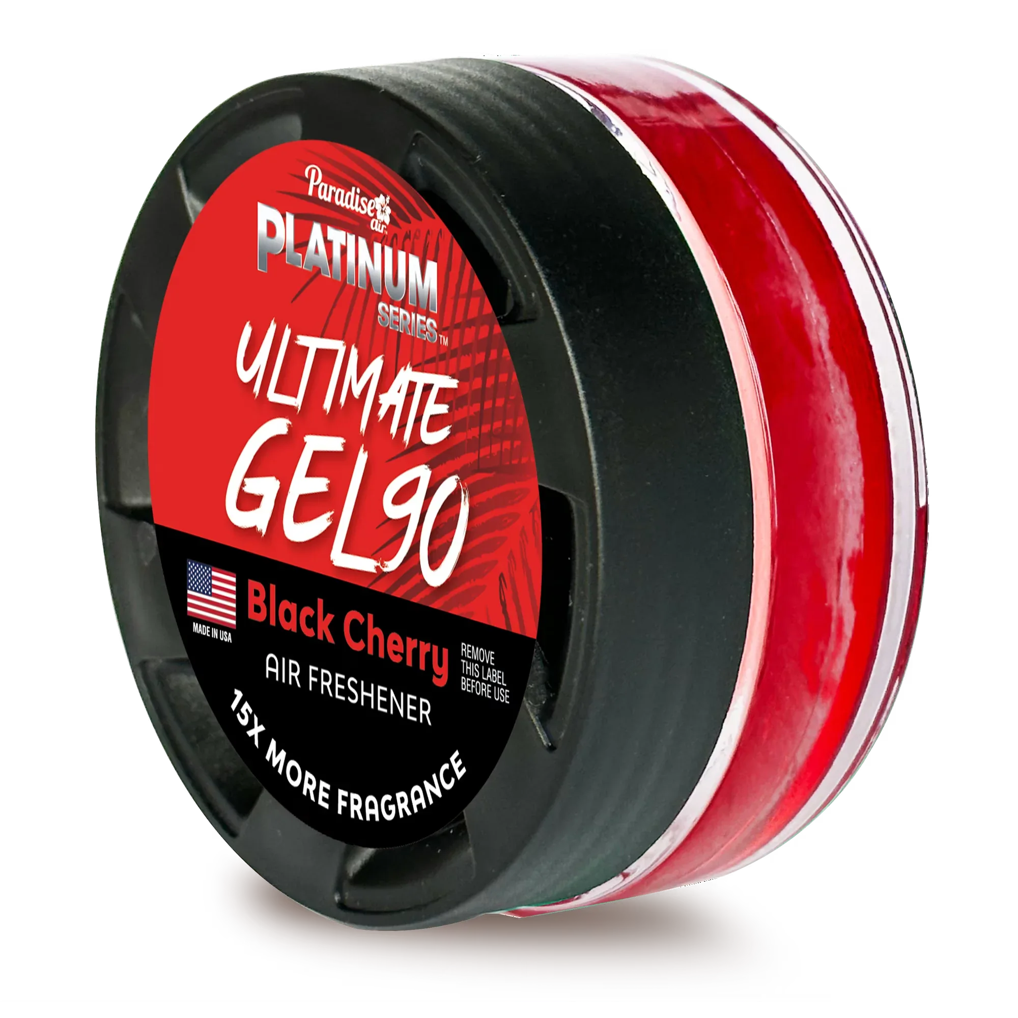 Wholesale Price with free shipping across the USA for Paradise Air Platinum Series Ultimate Gel 90 Air Freshener for use in Auto, Home, Office, Bathroom, 30g, Black Cherry - Manji Distributors