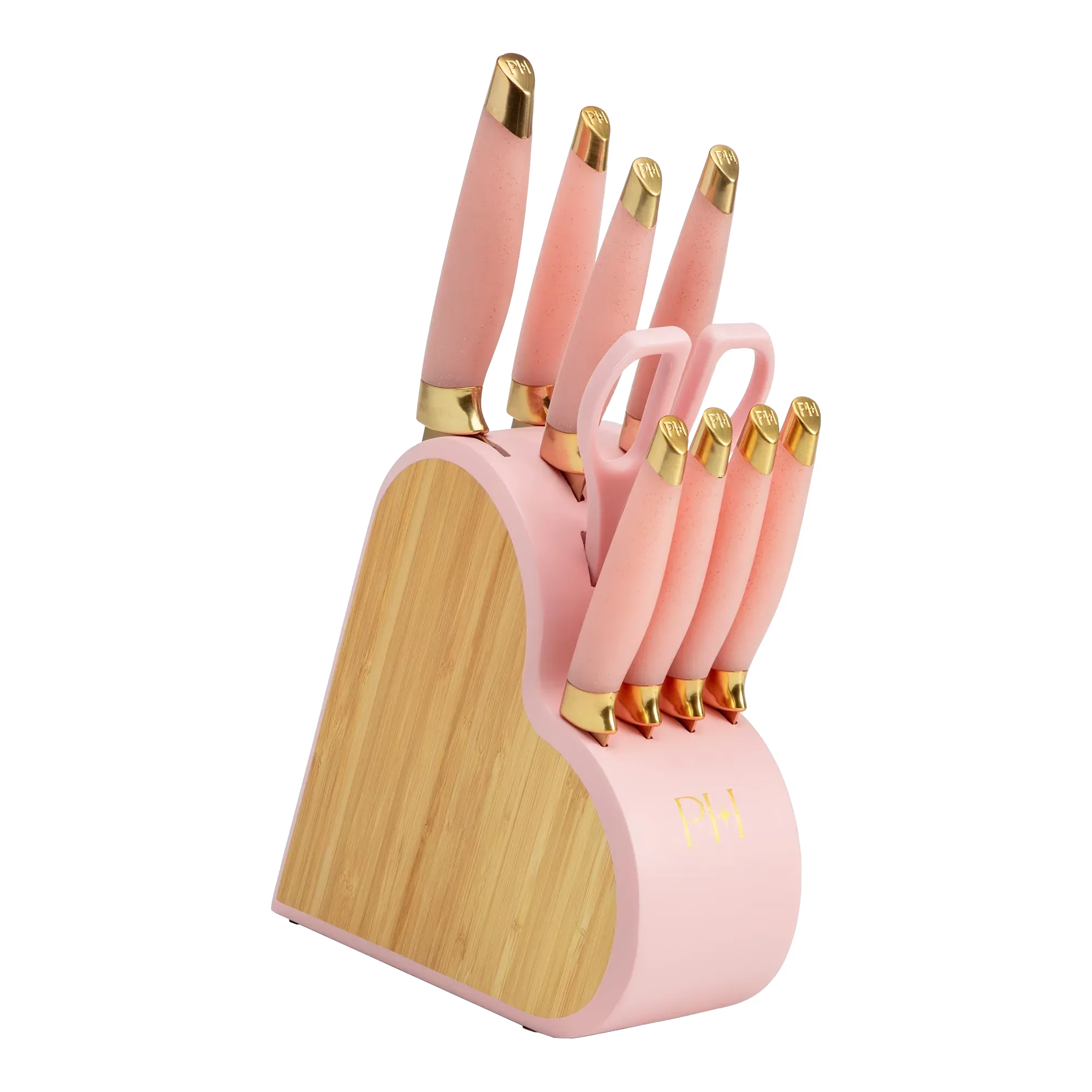 Wholesale Price with free shipping across the USA for Paris Hilton 10-Piece Heart-Shaped Stainless Steel Knife Block Set, Pink - Manji Distributors