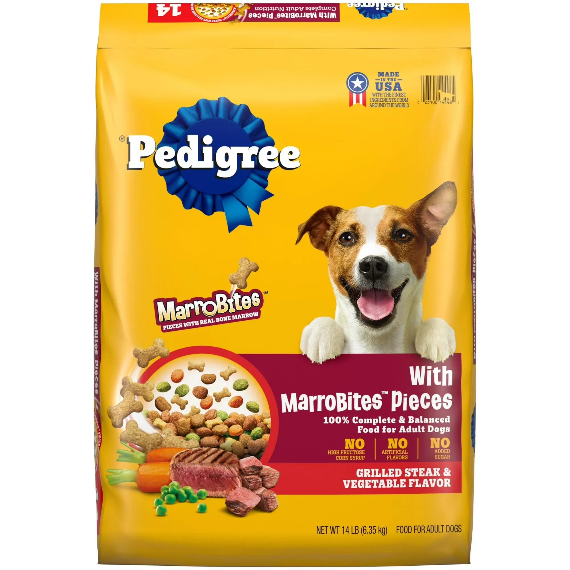 Wholesale Price with free shipping across the USA for Pedigree Marrobones Grilled Steak And Vegetable Dry Dog Food, 14 Lb Bag - Manji Distributors