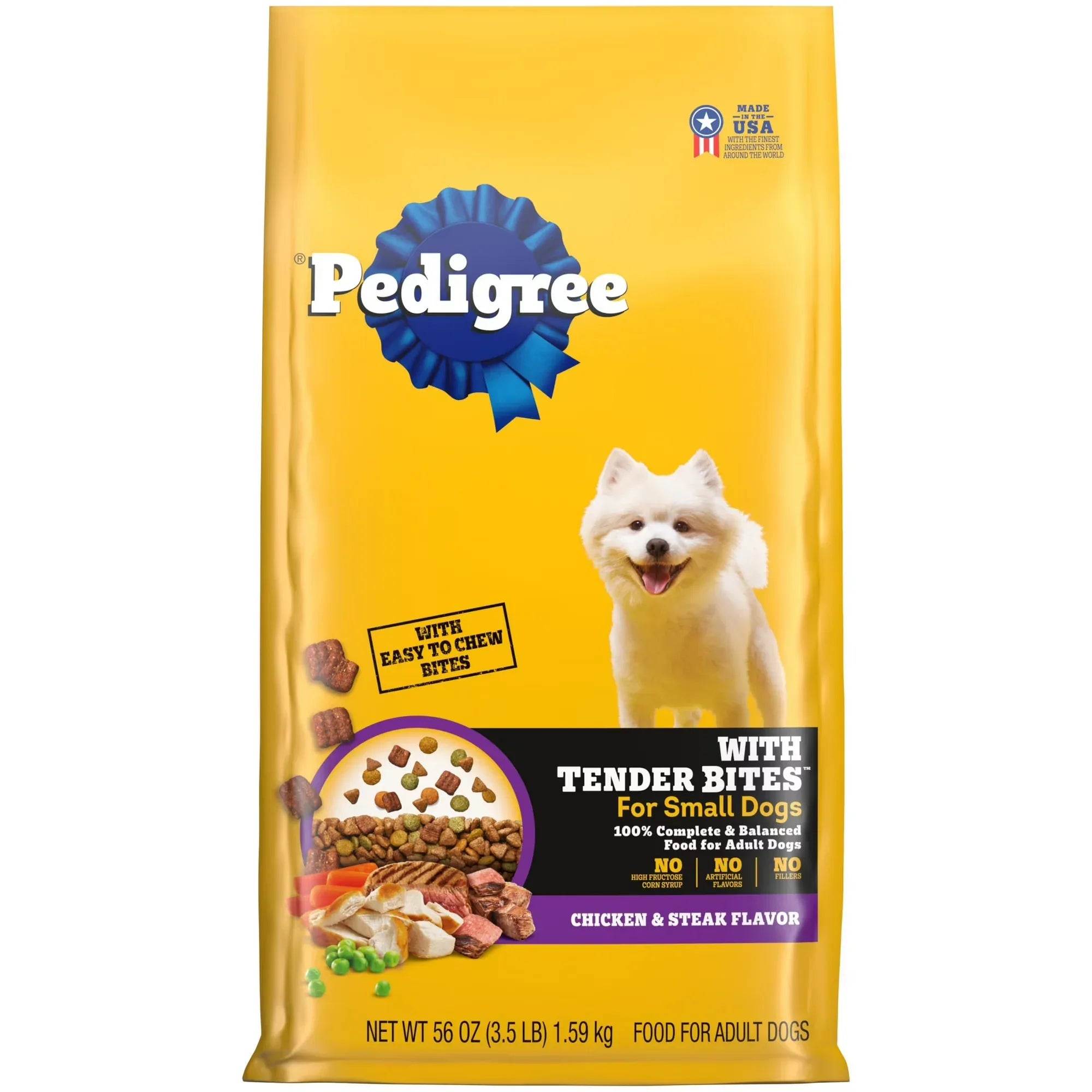 Wholesale Price with free shipping across the USA for Pedigree With Tender Bites Complete Nutrition Adult Small Breed Dry Dog Food, Chicken & Steak Flavor, 3.5 Lb Bag - Manji Distributors