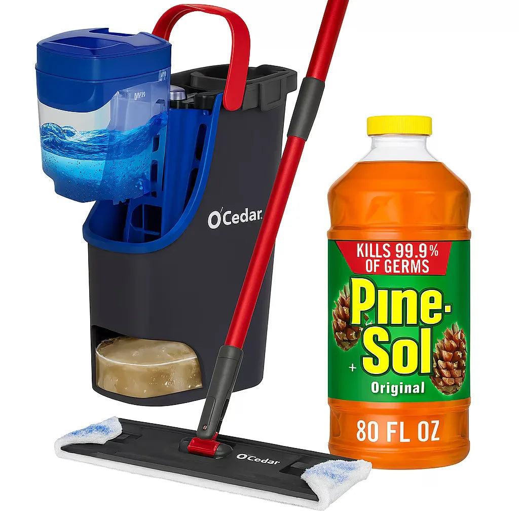 Wholesale Price with free shipping across the USA for Pine-Sol Multi-Surface Cleaner, Original Pine and O-Cedar H2PRO Flat Mop System - Manji Distributors