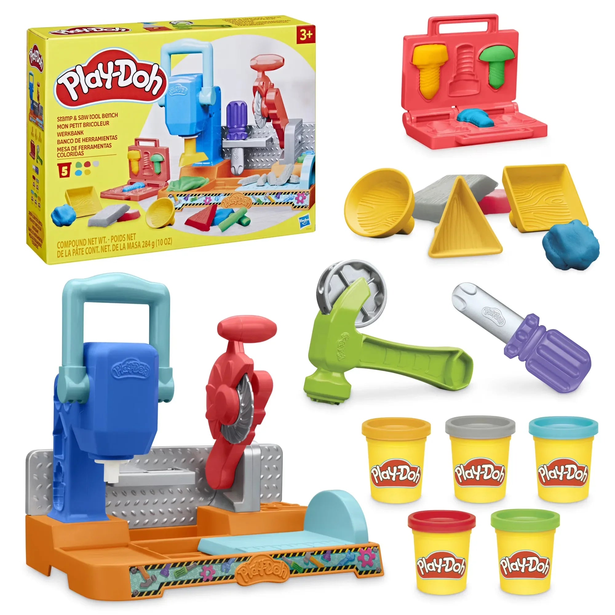 Wholesale Price with free shipping across the USA for Play-Doh Stamp & Saw Tool Bench Playset, Construction Toys for Ages 3+, Kids Arts & Crafts - Manji Distributors