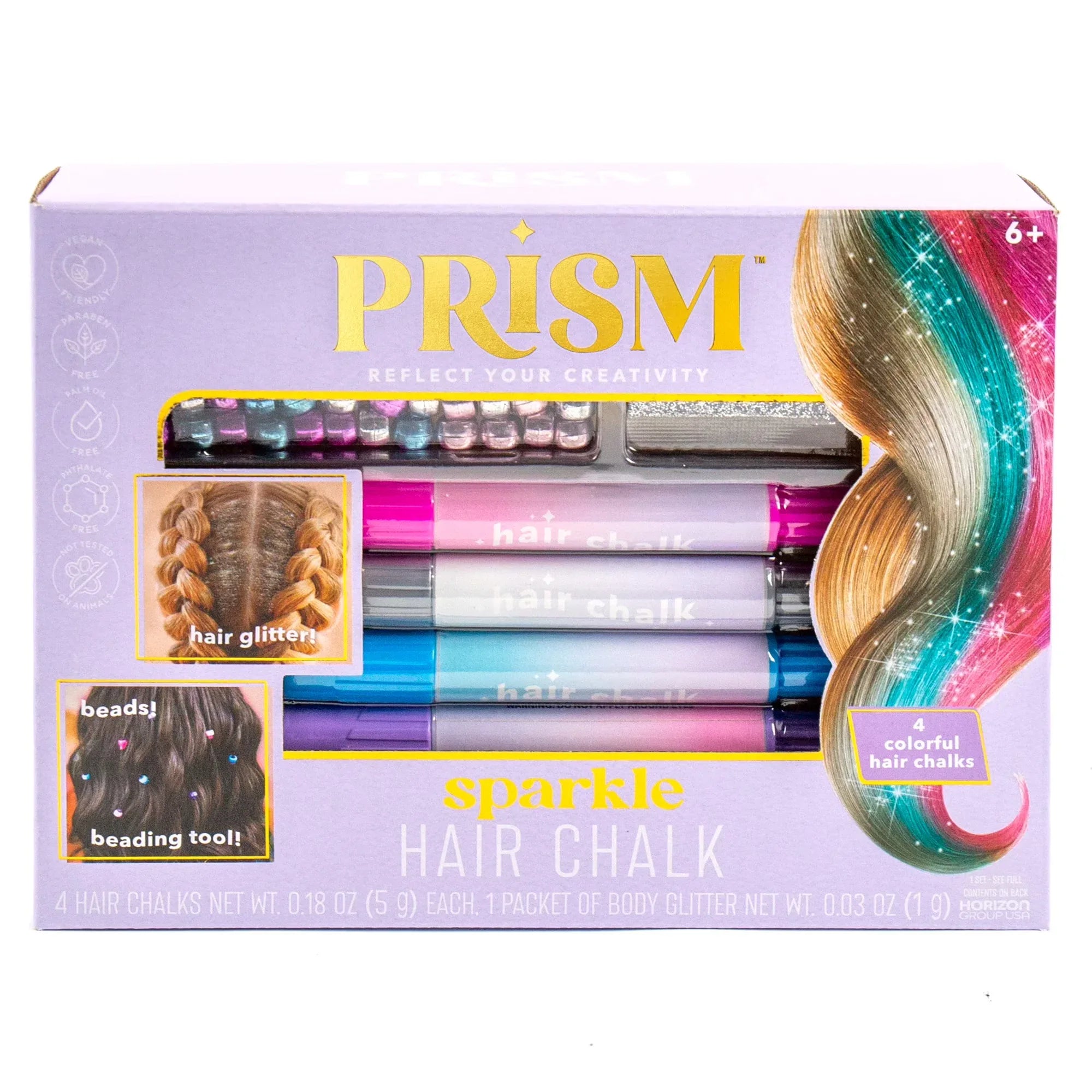 Wholesale Price with free shipping across the USA for Prism Multicolor Sparkle Hair Chalk, 16-Piece Set, Boys and Girls, Tween, Ages 6+ - Manji Distributors