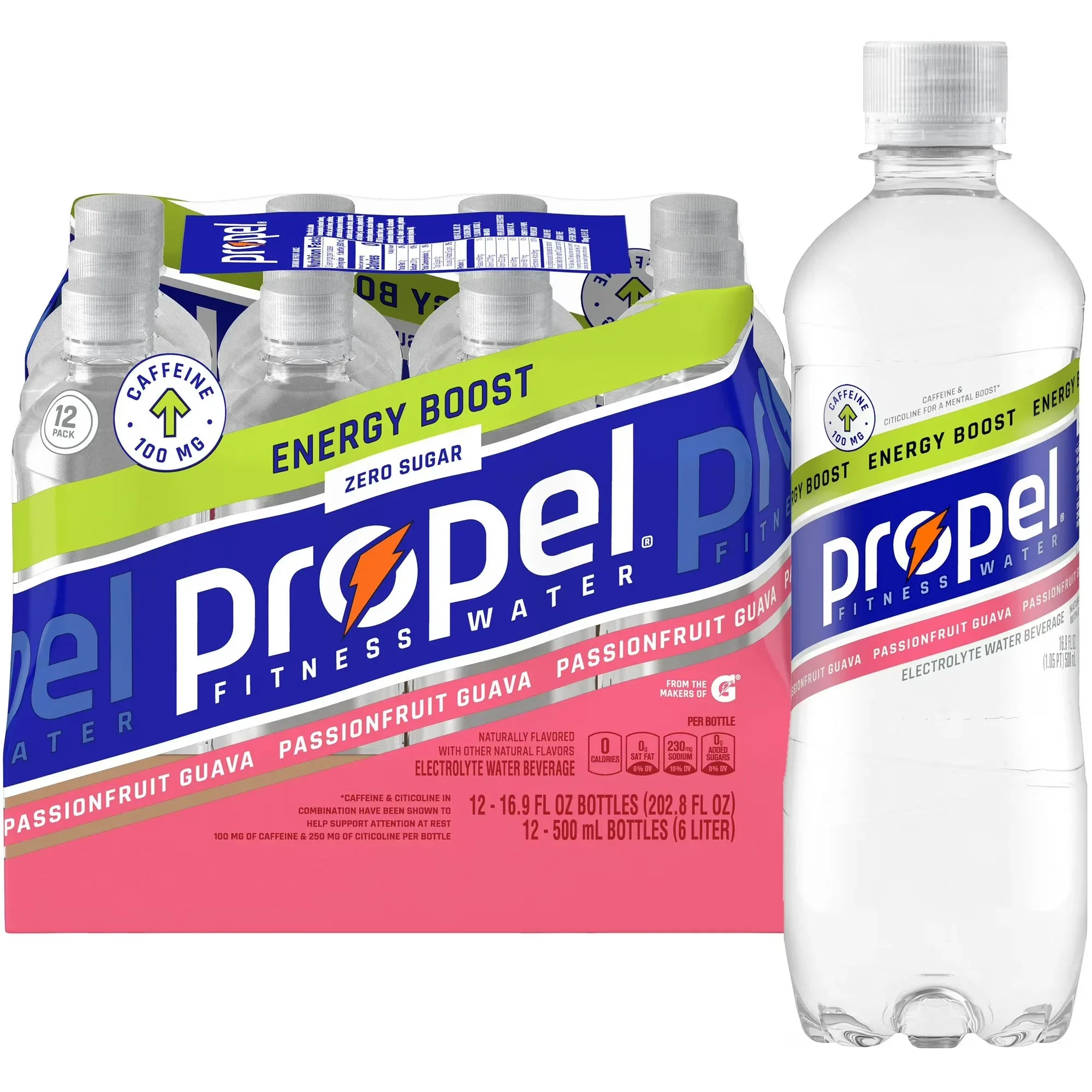 Wholesale Price with free shipping across the USA for Propel Electrolyte Enhanced Water Sports Drink, Passion Fruit Guava Flavored Water, Zero Calorie & Zero Sugar Hydration with Electrolytes, Vitamins C & E, 16.9 fl oz Water Bottles (12 Pack) - Manji Distributors