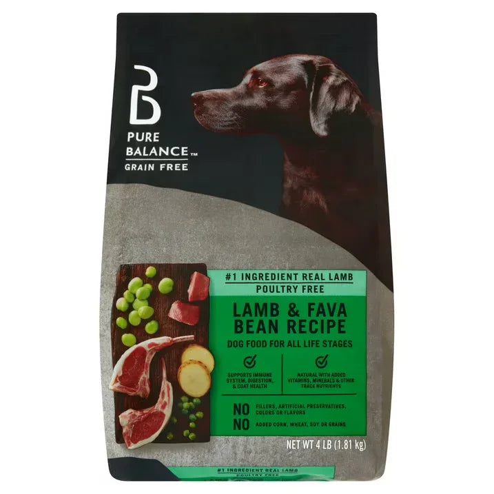 Wholesale Price with free shipping across the USA for Pure Balance Grain-Free Dry Dog Food, Poultry Free Lamb and Fava Bean Recipe, 4 lbs - Manji Distributors