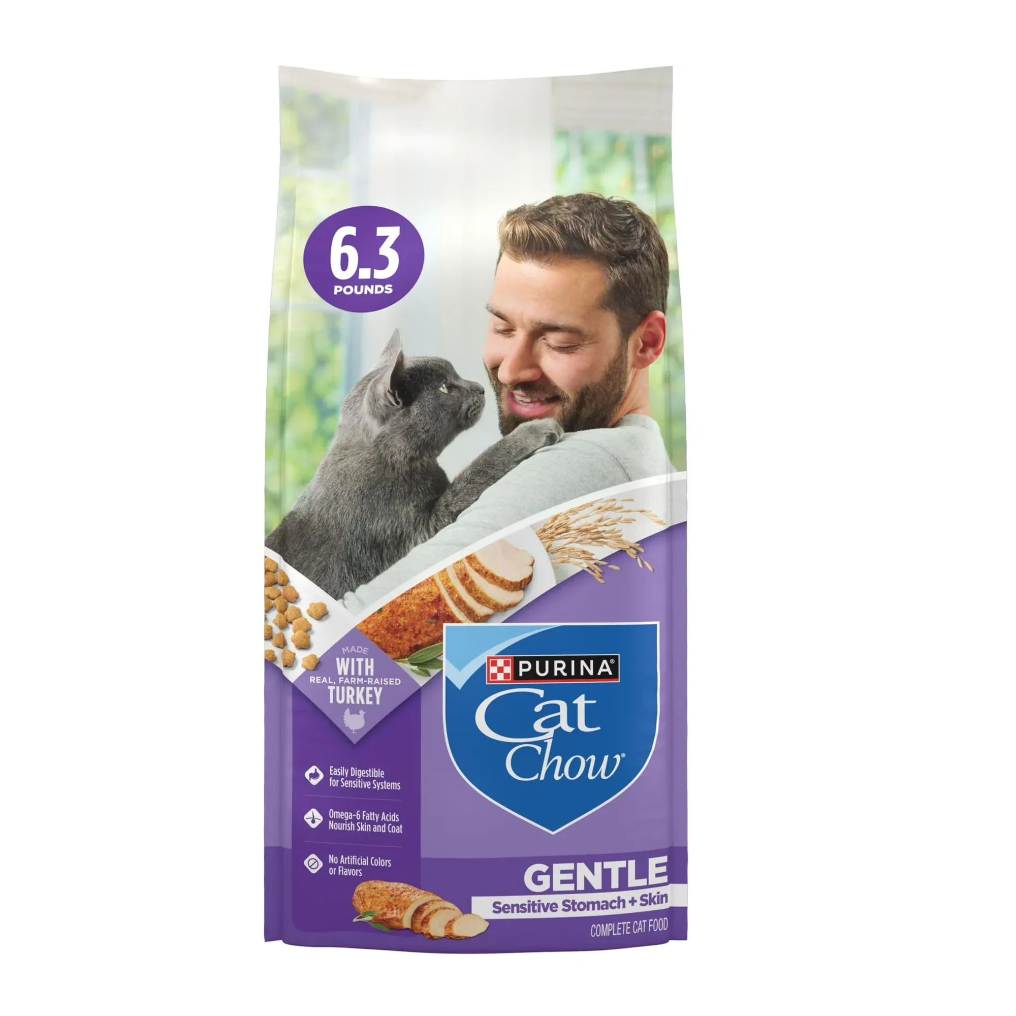 Wholesale Price with free shipping across the USA for Purina Cat Chow Gentle Sensitive Stomach and Skin Dry Cat Food, Whole Grain, 6.3 lb Bag - Manji Distributors