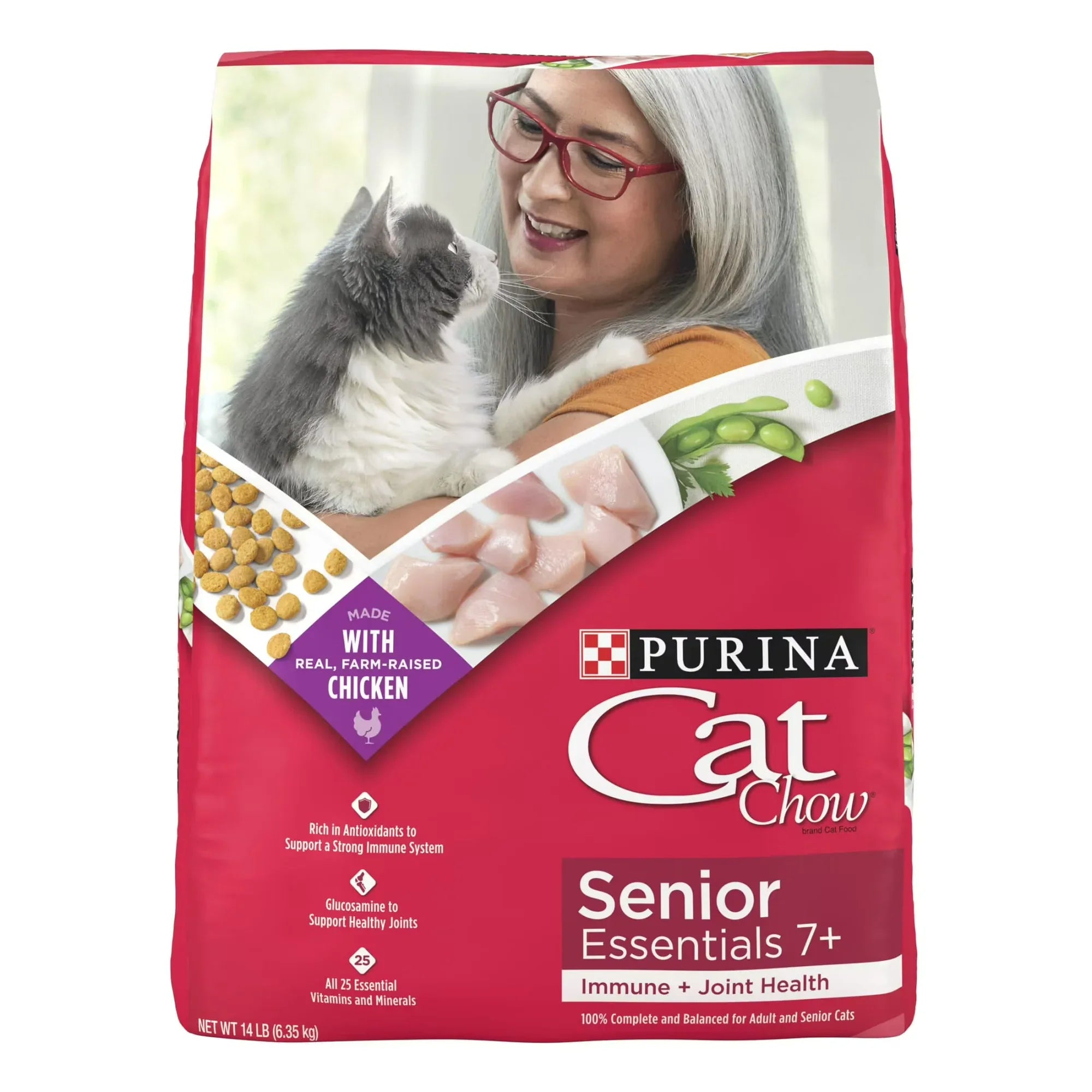 Wholesale Price with free shipping across the USA for Purina Cat Chow Senior, Dry Cat Food, Chicken & Turkey, 14 lb Bag - Manji Distributors