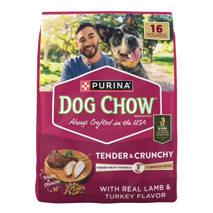 Wholesale Price with free shipping across the USA for Purina Dog Chow Tender and Crunchy with Real Lamb and Turkey Flavor Adult Dry Dog Food, 16 lb Bag - Manji Distributors