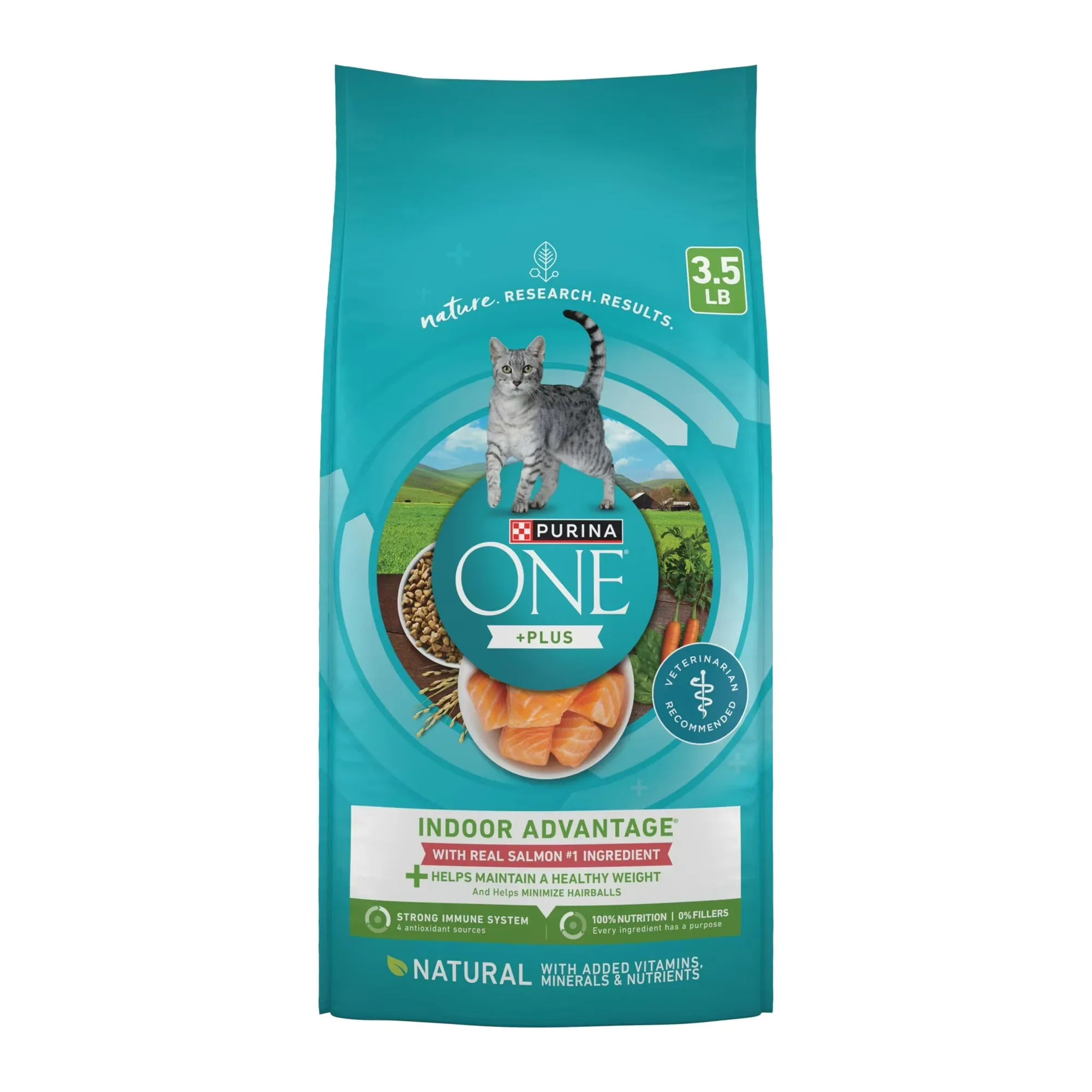Wholesale Price with free shipping across the USA for Purina ONE Plus, Indoor Advantage, Dry Cat Food, Salmon, 3.5 lb Bag - Manji Distributors