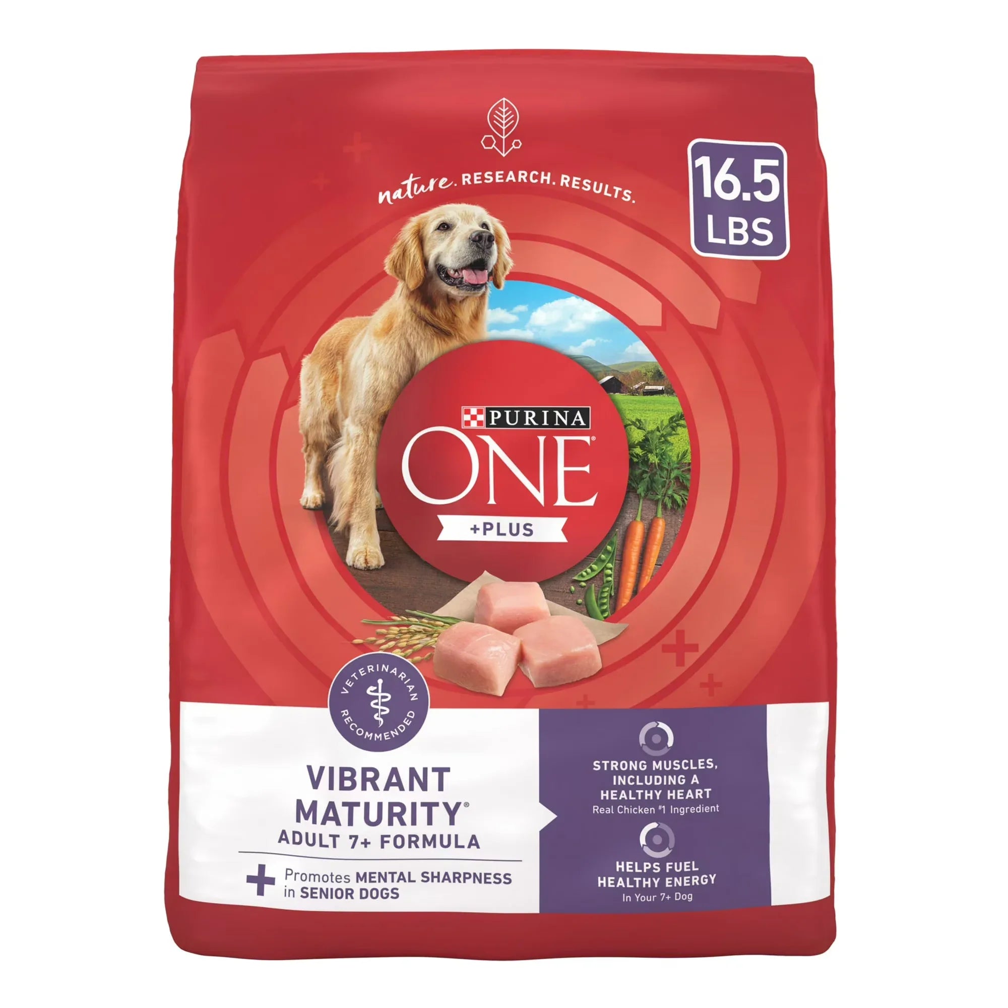 Wholesale Price with free shipping across the USA for Purina One +Dry Dog Food for Senior Dogs Vibrant Maturity Adult 7 Plus, Real Chicken, 16.5 lb Bag - Manji Distributors