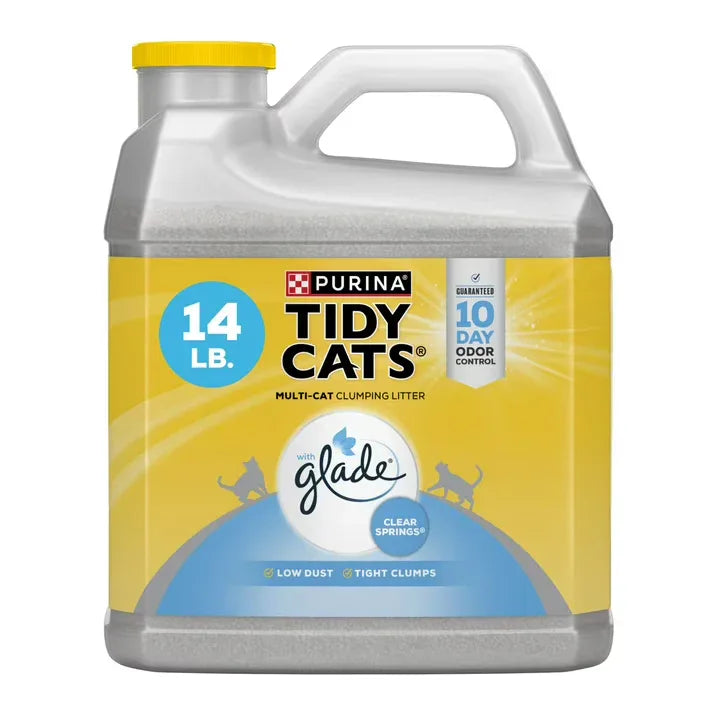 Wholesale Price with free shipping across the USA for Purina Tidy Cats Clumping Cat Litter, Glade Clear Springs Deodorizing, Low Dust, 14 lb. Jug - Manji Distributors