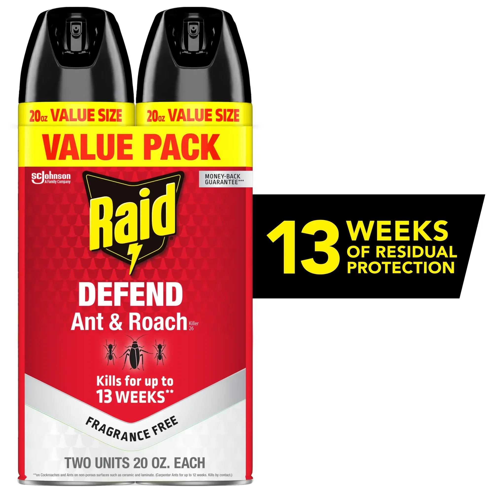 Wholesale Price with free shipping across the USA for Raid Defend Ant & Roach Killer, Indoor Insecticide, Residual Killing Power, Fragrance Free, 20 oz, 2 Count - Manji Distributors