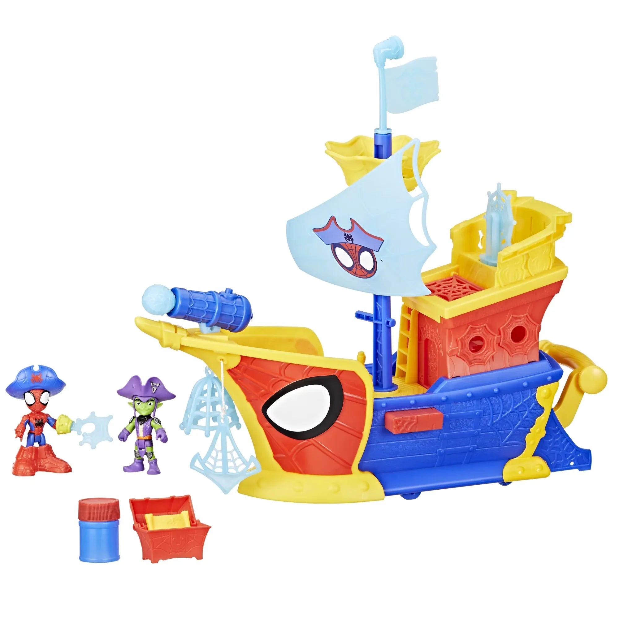 Wholesale Price with free shipping across the USA for Marvel Spidey and his Amazing Friends Water-Webs Webs Ahoy Bubble Pirate Ship Toy, 3-Inch (7.6) Action Figures & Boat Playset, Super Hero Toys, 3+ - Manji Distributors