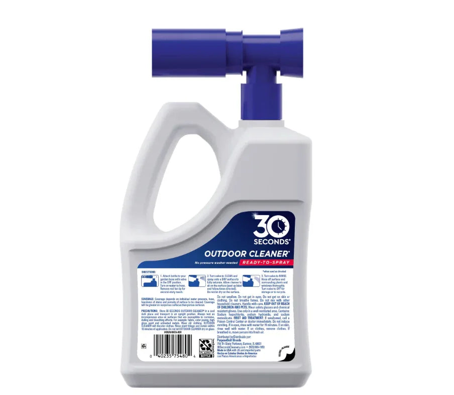 Wholesale Price with free shipping across the USA for 30 SECONDS Outdoor Cleaner - Algae, Mold & Mildew Stain Remover for Concrete, Wood, Patio, Siding Deck - Hose End Spray Bottle 64 fl oz - Manji Distributors