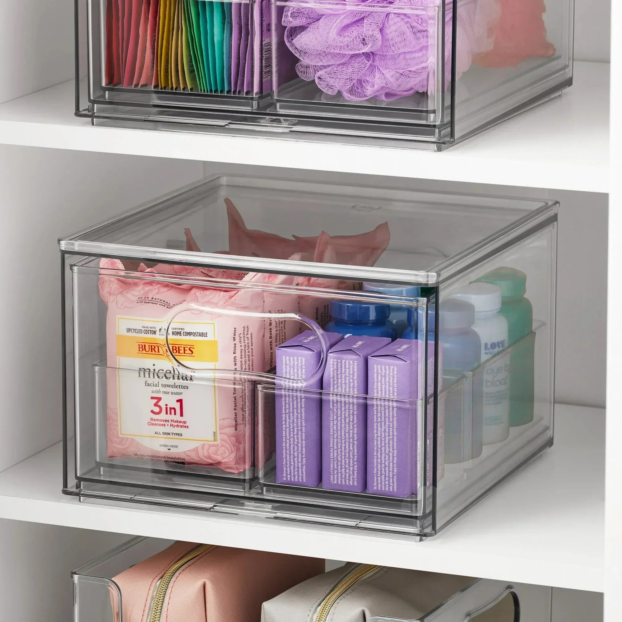 Wholesale Price with free shipping across the USA for The Home Edit 4 Piece Bath Storage Edit Clear Plastic Modular Storage System 10.63