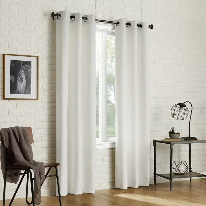 Wholesale Price with free shipping across the USA for Sun Zero Arlo 2-Piece Textured Thermal Insulated Room Darkening Grommet Curtain Panel Pair, Pearl White, 40