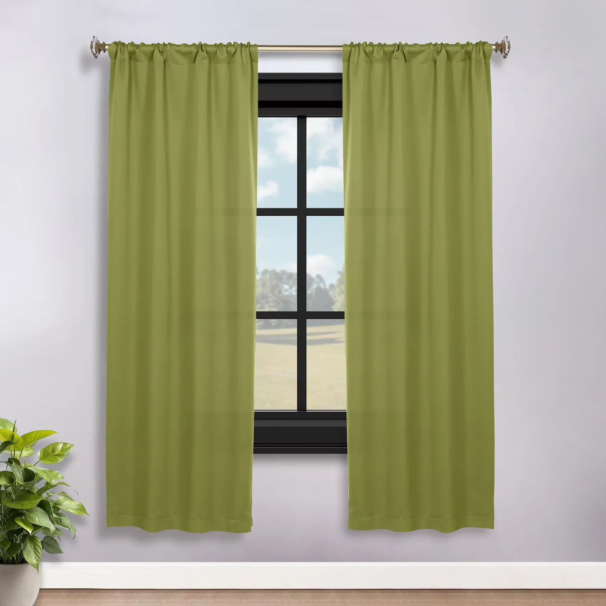 Wholesale Price with free shipping across the USA for Superior Blackout Solid Light Filtering Rod pocket Curtain Panel Set, 36