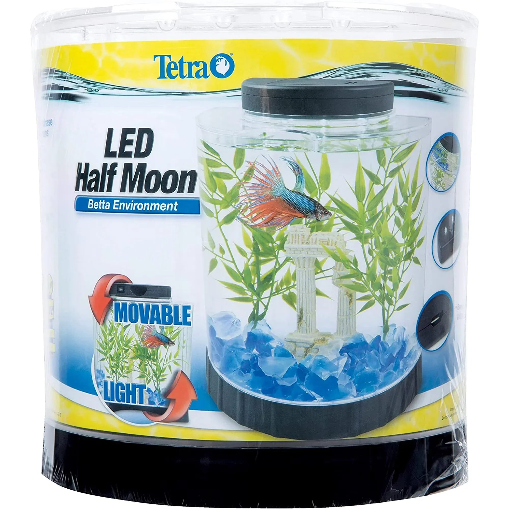 Wholesale Price with free shipping across the USA for Tetra 1.1 Gallon Betta Aquarium Kit, Half Moon-Shaped Aquarium with LED Light - Manji Distributors