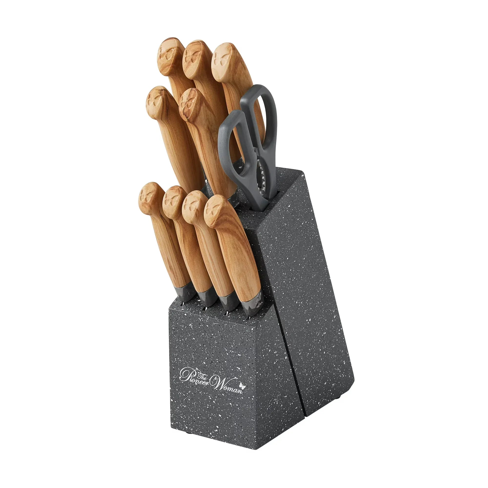 Wholesale Price with free shipping across the USA for The Pioneer Woman 11-Piece Stainless Steel Knife Block Set, Charcoal Speckle - Manji Distributors