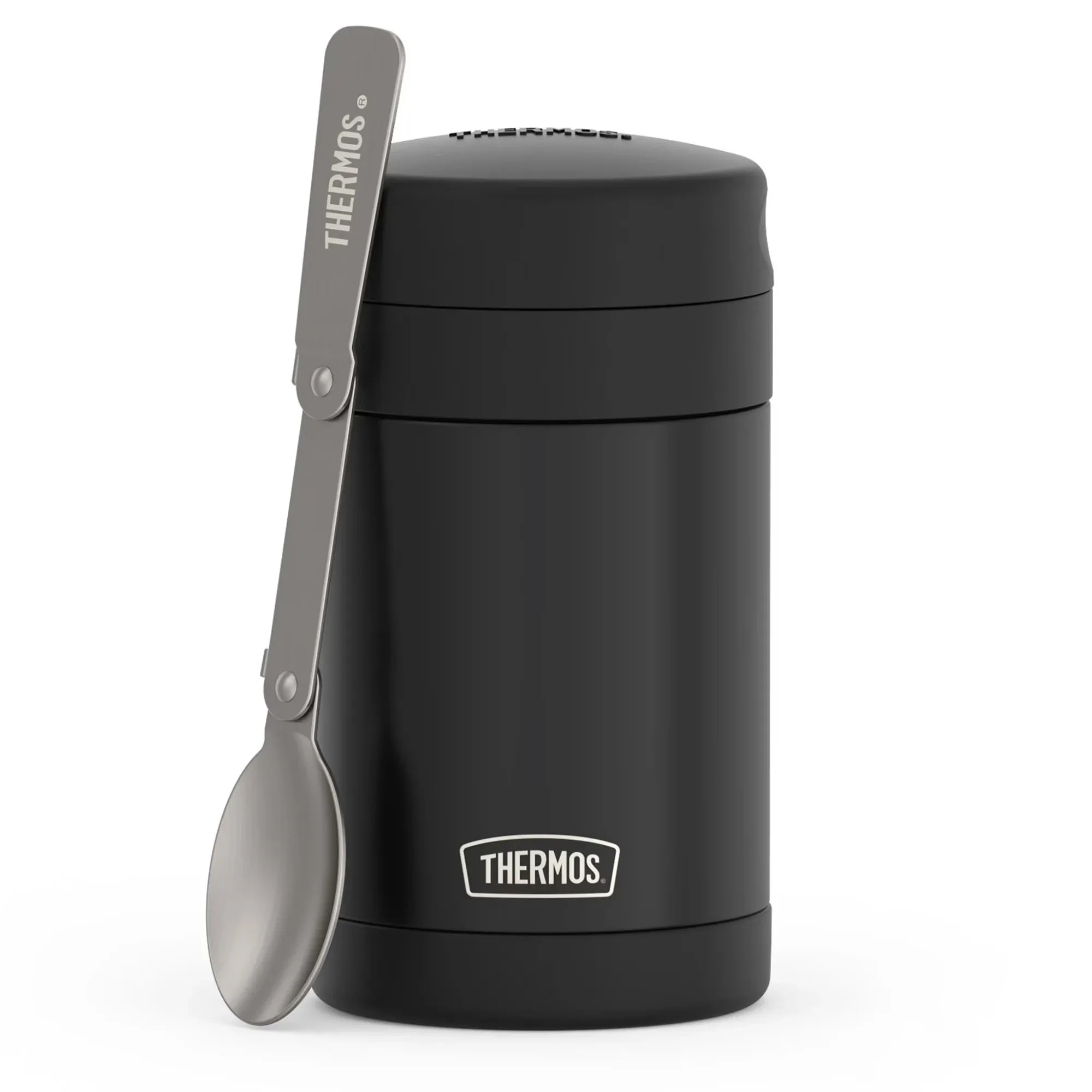 Wholesale Price with free shipping across the USA for Thermos 16oz Insulated Food Jar with Folding Spoon, Matte Black - Manji Distributors