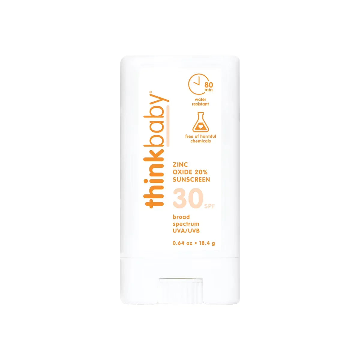 Wholesale Price with free shipping across the USA for Thinkbaby, Zinc Oxide 20% Sunscreen Stick, SPF 30+, Water Resistant - Manji Distributors