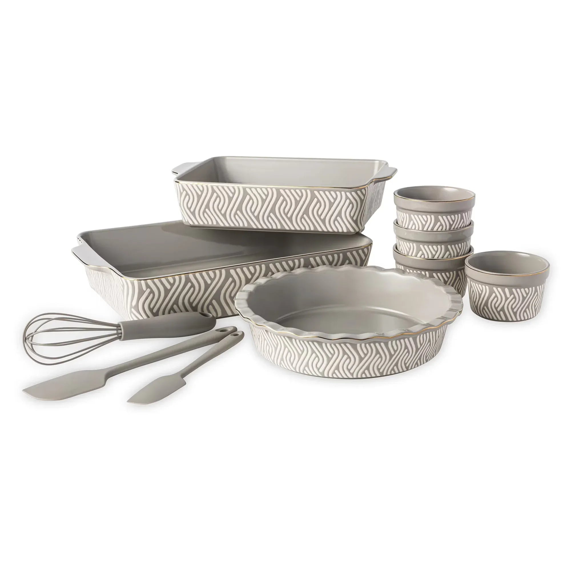 Wholesale Price with free shipping across the USA for Thyme & Table, 10-Piece Ceramic Bakeware Set, with Spatulas & Whisk, Madison - Manji Distributors