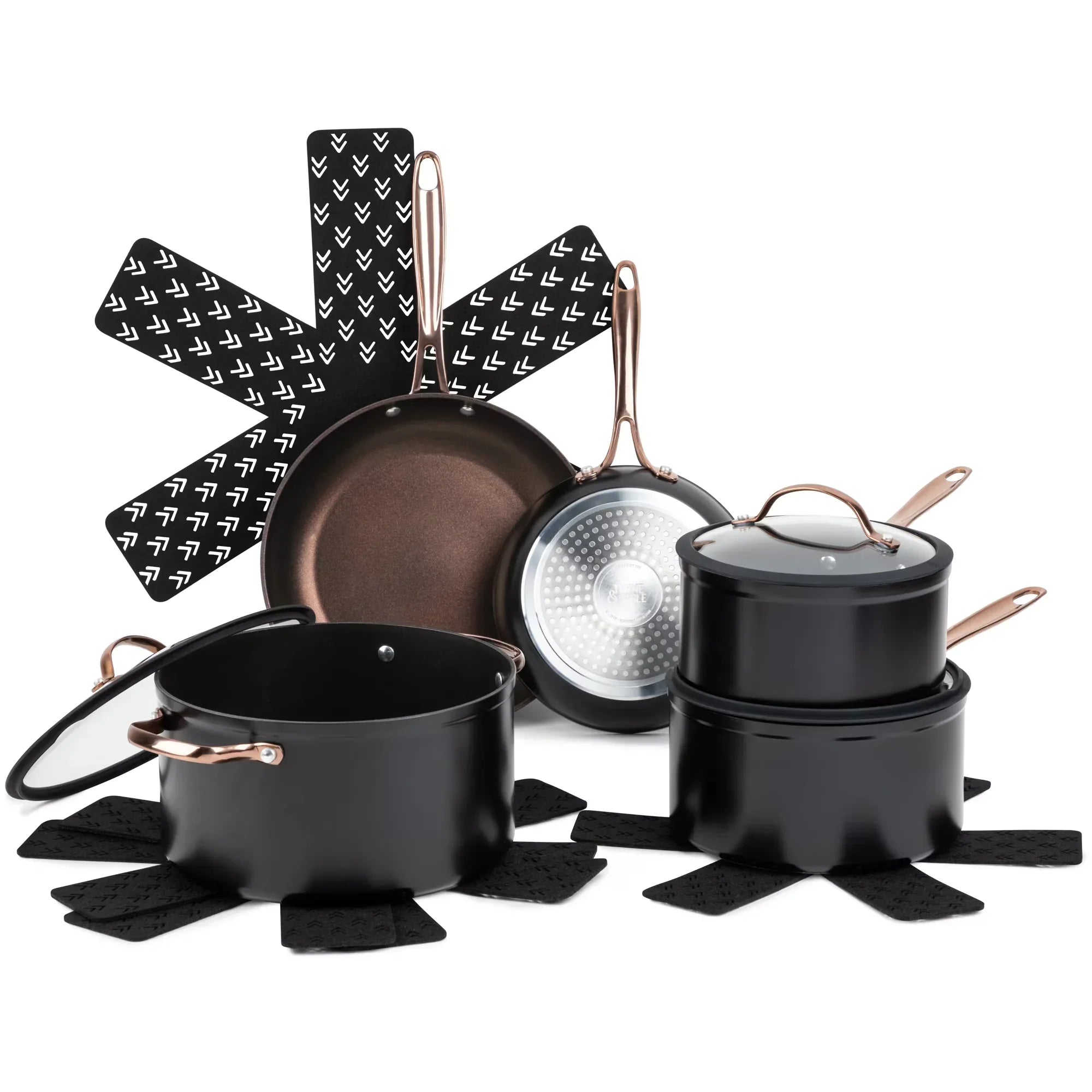 Wholesale Price with free shipping across the USA for Thyme & Table 12-Piece Non-Stick Cookware Set, Signature Collection Pots and Pans Set - Rose Gold, - Manji Distributors