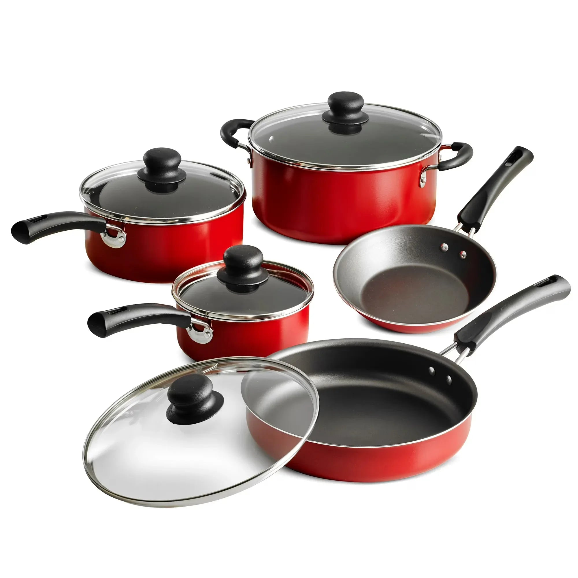 Wholesale Price with free shipping across the USA for Tramontina 9-Piece Non-stick Cookware Set, Red - Manji Distributors