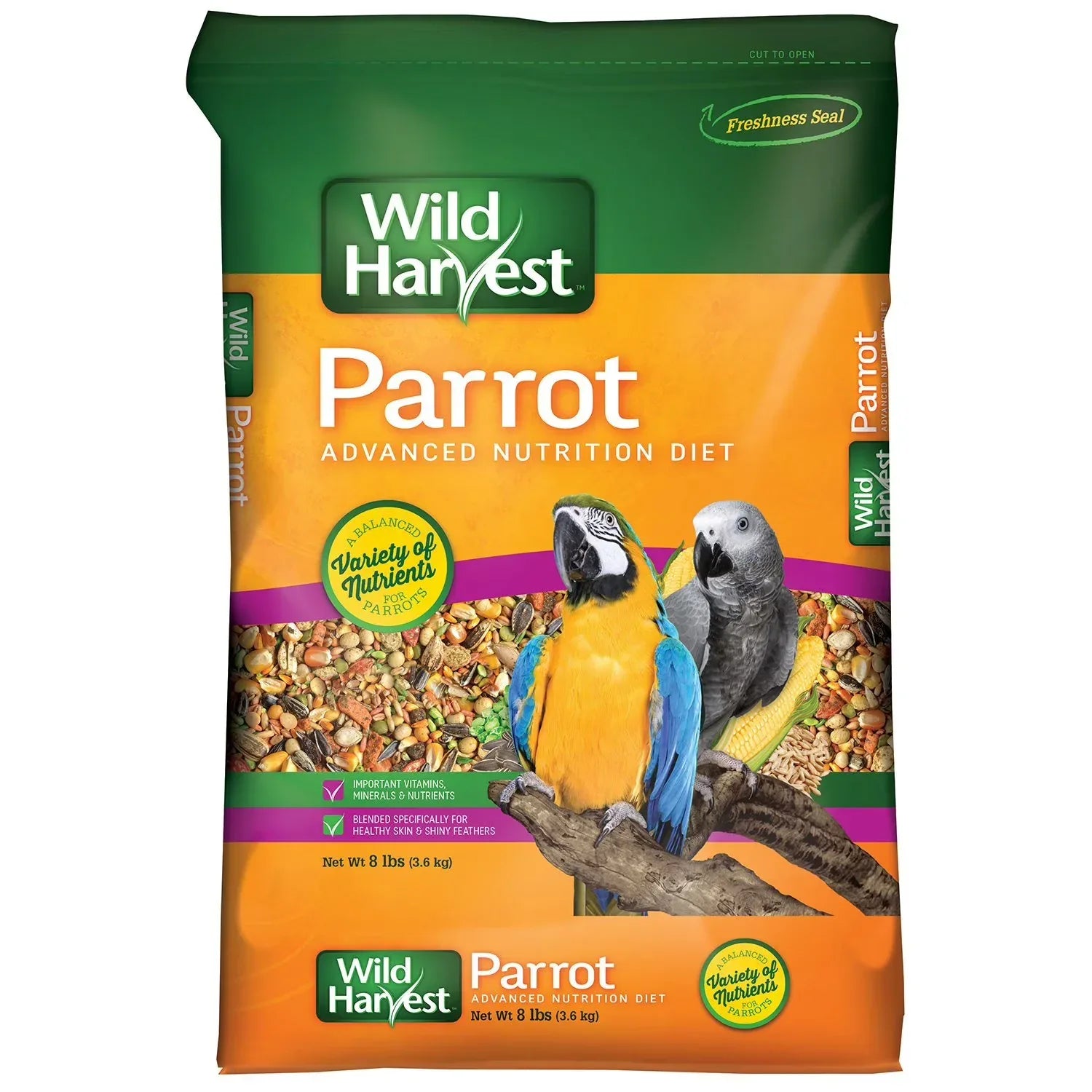 Wholesale Price with free shipping across the USA for Wild Harvest Advanced Nutrition Parrot Bird Food, Seed, Grain and Vegetable Mix, 8 lb Bag - Manji Distributors