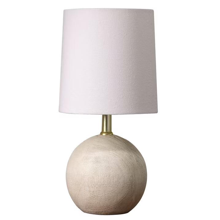 Wholesale Price with free shipping across the USA for Xtreme Lit Mini Table Lamp with Round Base, Resin Bedside Lamp Shade, Natural Gray - Manji Distributors