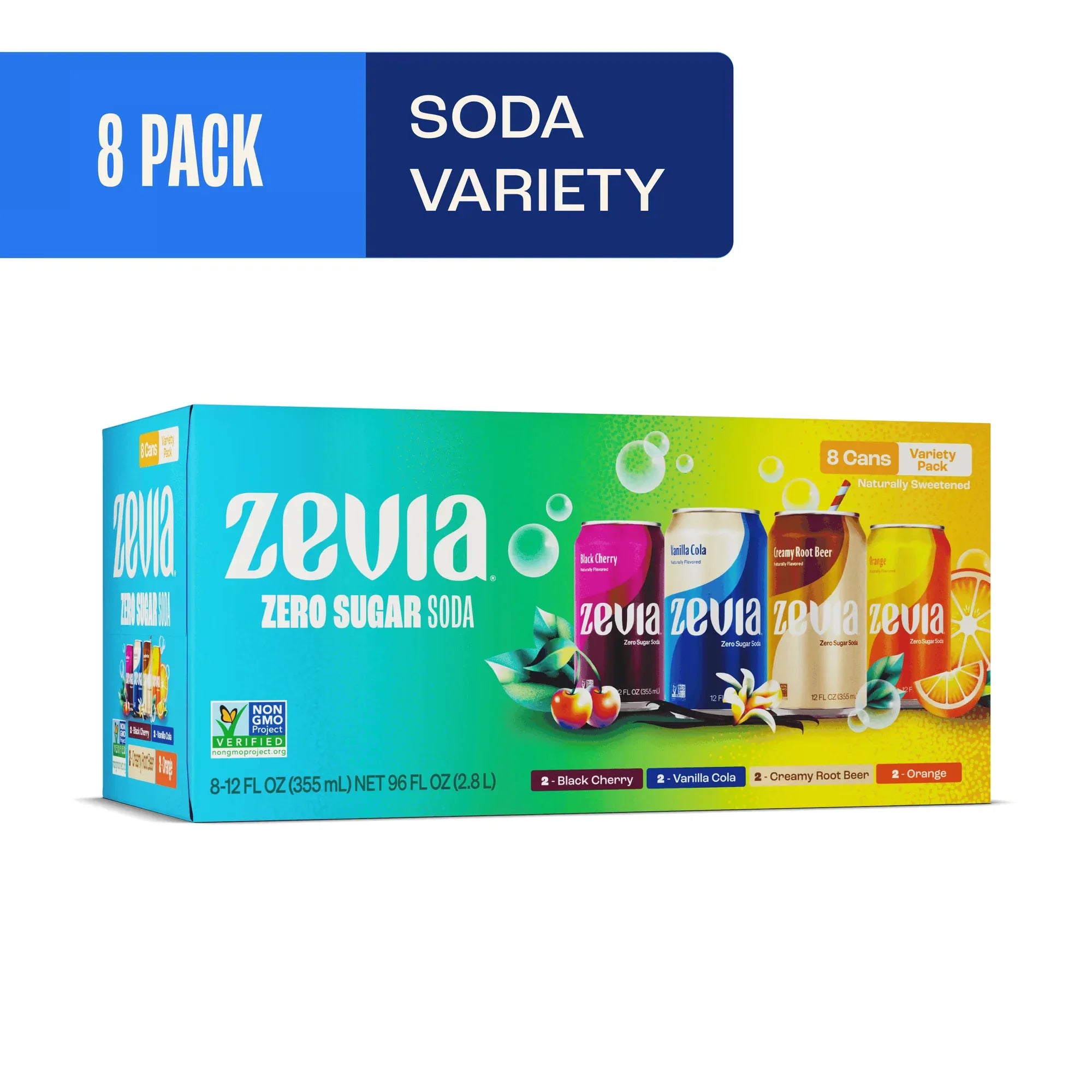 Wholesale Price with free shipping across the USA for Zevia Zero Sugar, 0 Calorie Variety Soda, 12 fl oz, 8 Pack Cans - Manji Distributors