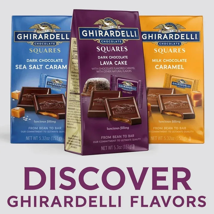 Wholesale Price with free shipping across the USA for GHIRARDELLI Dark Chocolate Candy SQUARES with Lava Cake Filling, 5.3 oz Bag - Manji Distributors