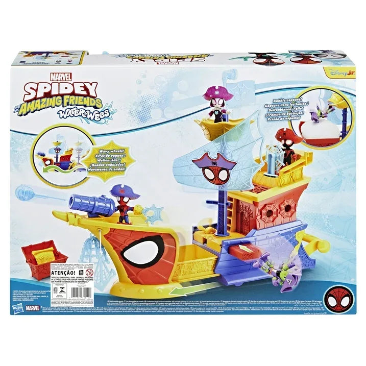 Wholesale Price with free shipping across the USA for Marvel Spidey and his Amazing Friends Water-Webs Webs Ahoy Bubble Pirate Ship Toy, 3-Inch (7.6) Action Figures & Boat Playset, Super Hero Toys, 3+ - Manji Distributors