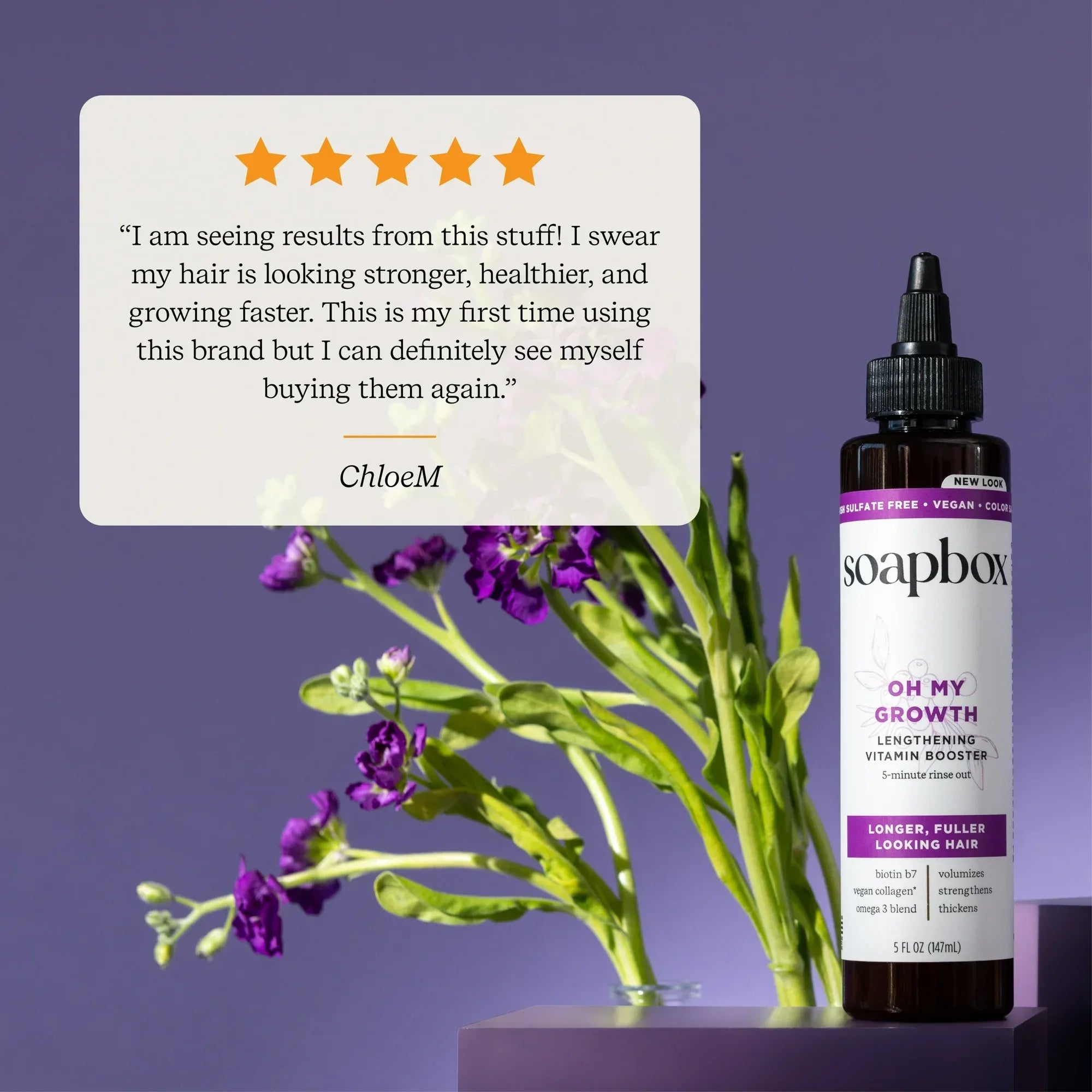 Wholesale Price with free shipping across the USA for Soapbox Oh My Growth Lengthening Vitamin Booster Rinse-Out Treatment with Biotin B7 & Vegan Collagen, 5 fl oz - Manji Distributors