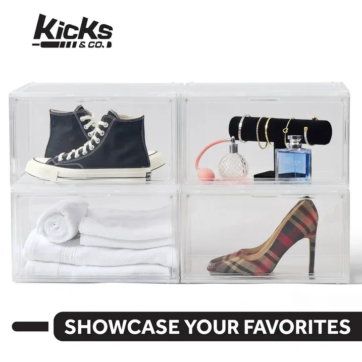 Wholesale Price with free shipping across the USA for KICKS&CO XL 8 PK Sneaker Box for Shoe Storage, Clear Stackable Shoe Organizer With Lids, Fits Up to Size 13 - Manji Distributors