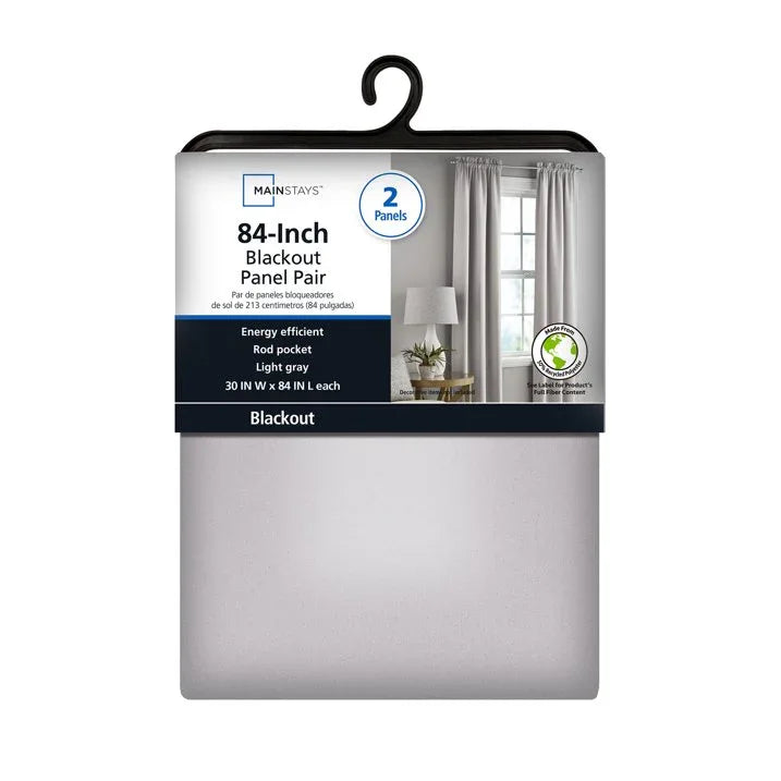 Wholesale Price with free shipping across the USA for Mainstays Blackout Curtain Panel Pair, Set of 2, Grey Dawn, 30
