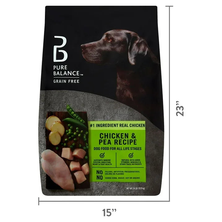 Wholesale Price with free shipping across the USA for Pure Balance Chicken & Pea Recipe Dry Dog Food, Grain-Free, 24 lbs - Manji Distributors