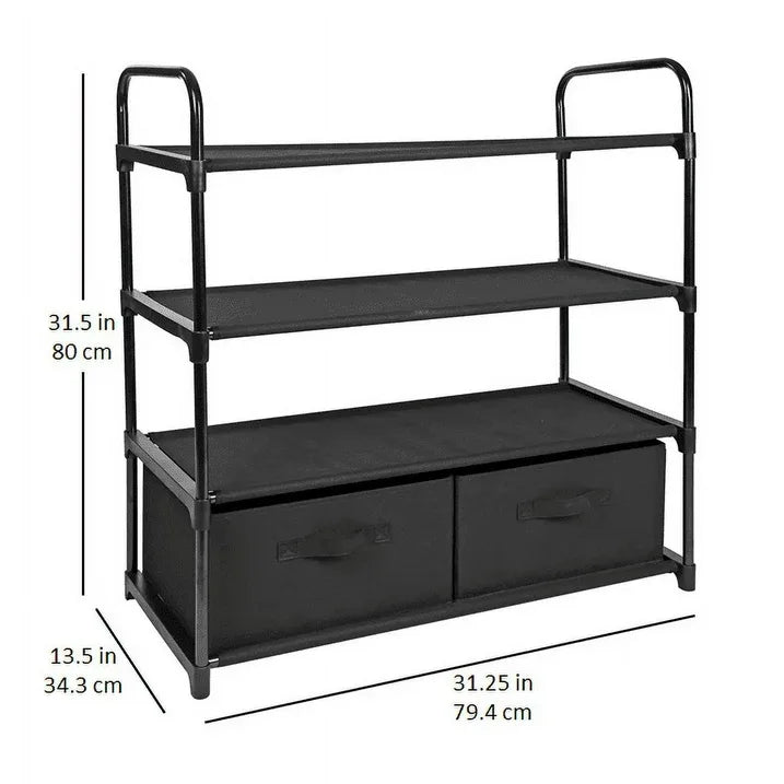 Wholesale Price with free shipping across the USA for Mainstays 4 Shelf Closet Organizer with 2 Bins, Black, Metal Frame, Adult and Child - Manji Distributors