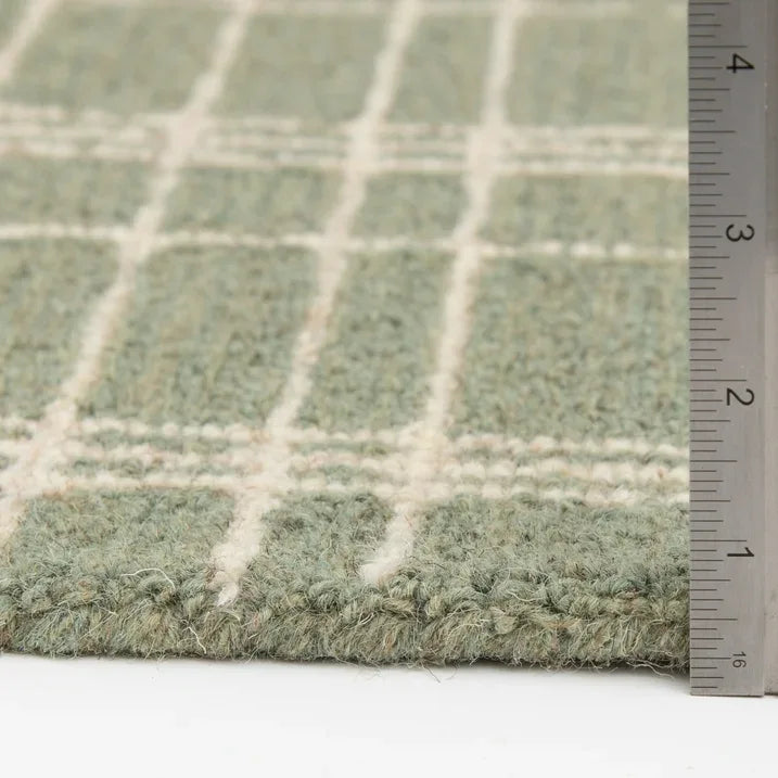 Wholesale Price with free shipping across the USA for Better Homes & Gardens Lt Green Plaid Wool Indoor Runner, 2'x6' Rug - Manji Distributors