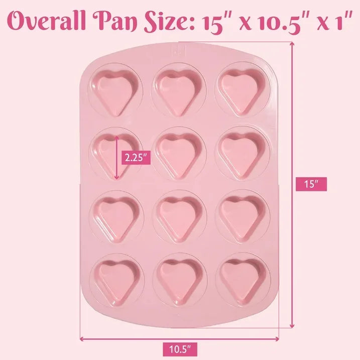 Wholesale Price with free shipping across the USA for Paris Hilton 12 Cup Mini Heart Pan, Premium Nonstick, Heavy Duty Carbon Steel, Dishwasher Safe, Pink - Manji Distributors