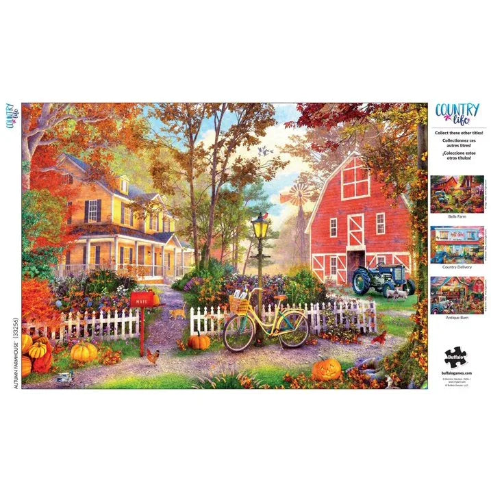 Wholesale Price with free shipping across the USA for Buffalo Games 500-Piece Country Life Autumn Farmhouse Jigsaw Puzzle - Manji Distributors