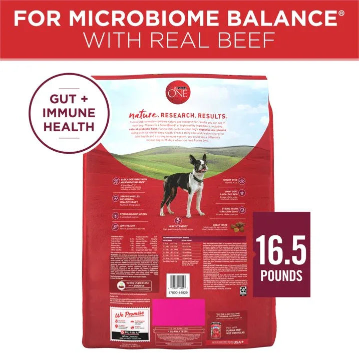 Wholesale Price with free shipping across the USA for Purina ONE Small Bites Dry Dog Food for Adult Dogs with Added Vitamins & Minerals, High Protein Beef & Rice, 16.5 lb Bag - Manji Distributors