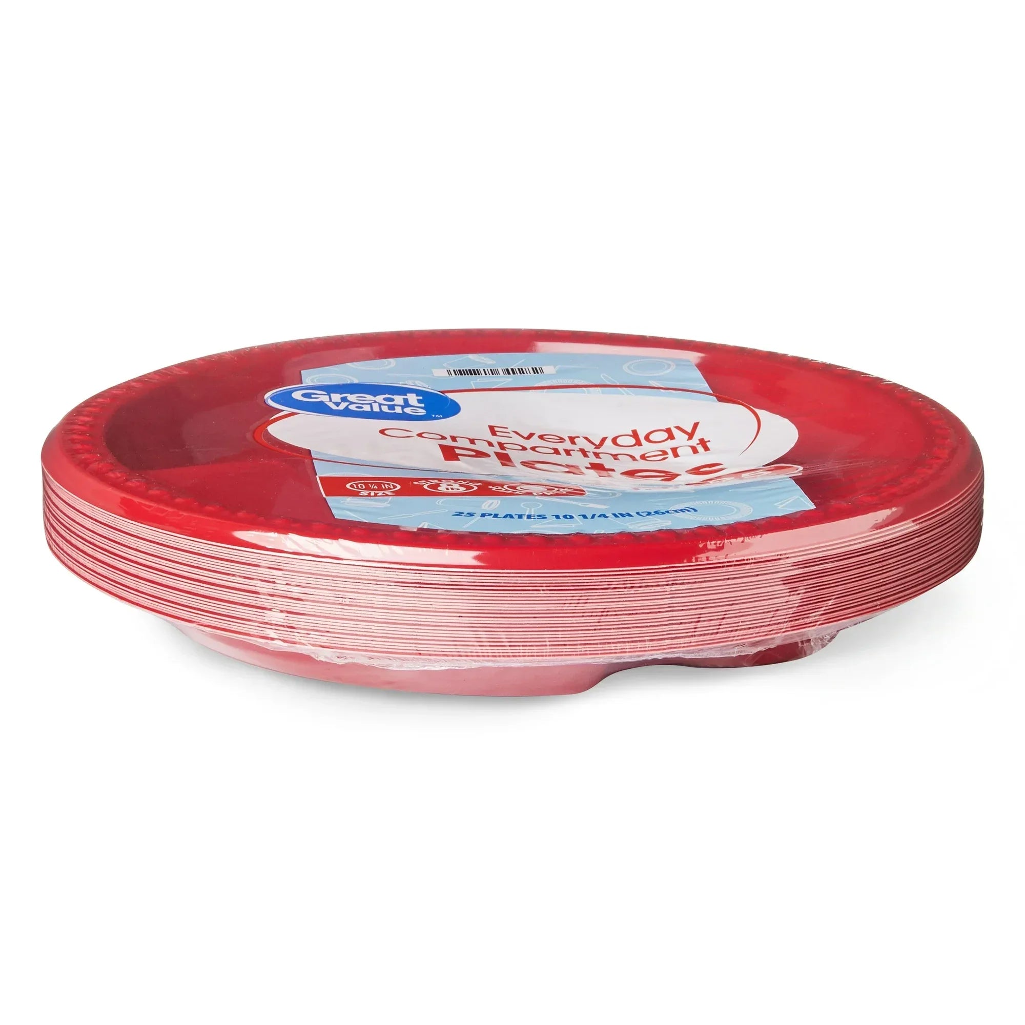 Wholesale Price with free shipping across the USA for (2 pack) Great Value Everyday Disposable Plastic Compartment Plate, Red, 10.25